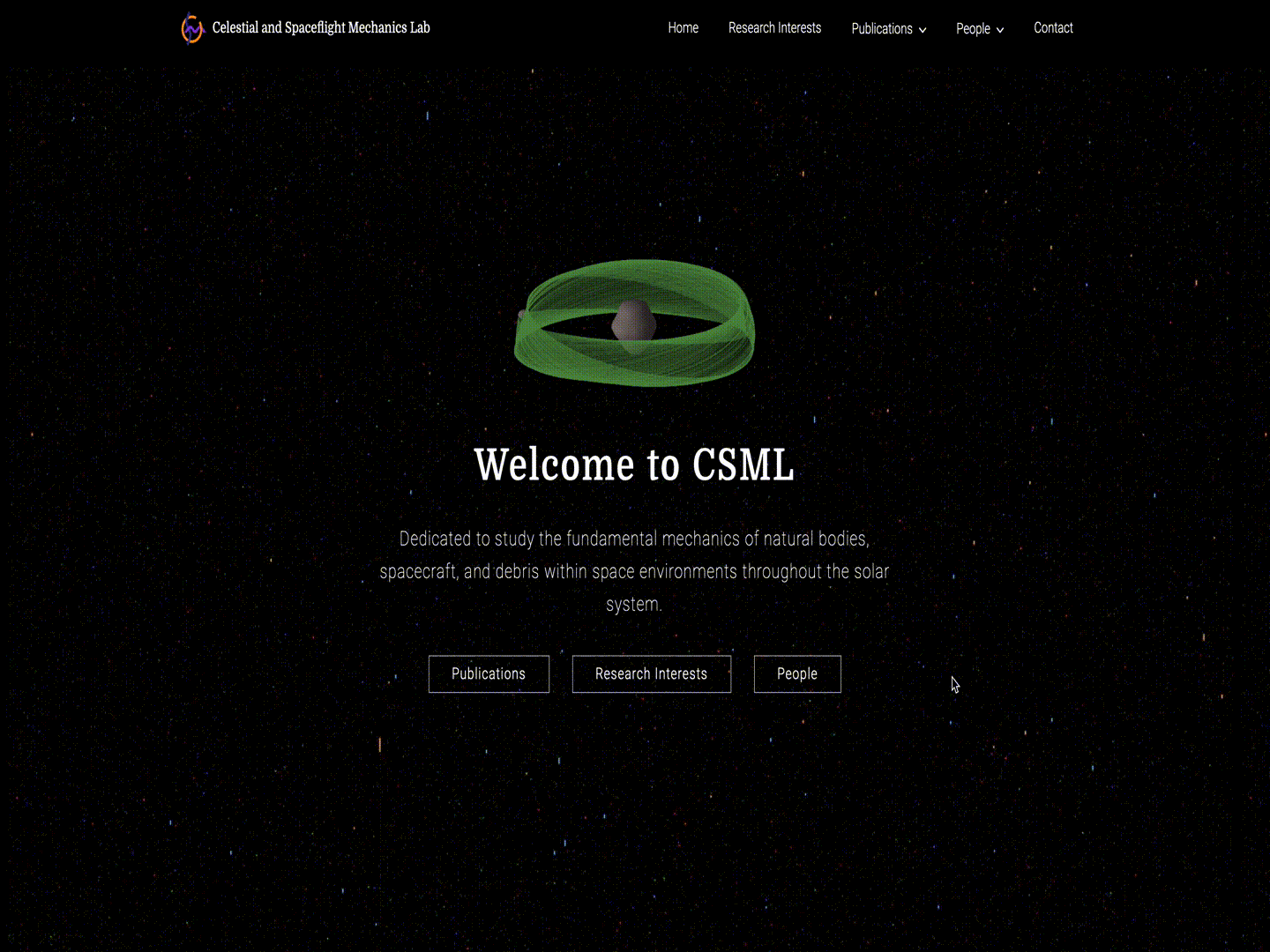 Celestial and Spaceflight Mechanics Lab website recording gif